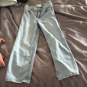 abercrombie kids light blue high-rise wide leg jeans
